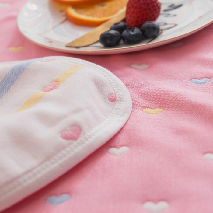 91家纺网 家纺一手货源 找家纺 朴尔家纺 六层全棉纱布毛巾被 缤纷爱心-粉