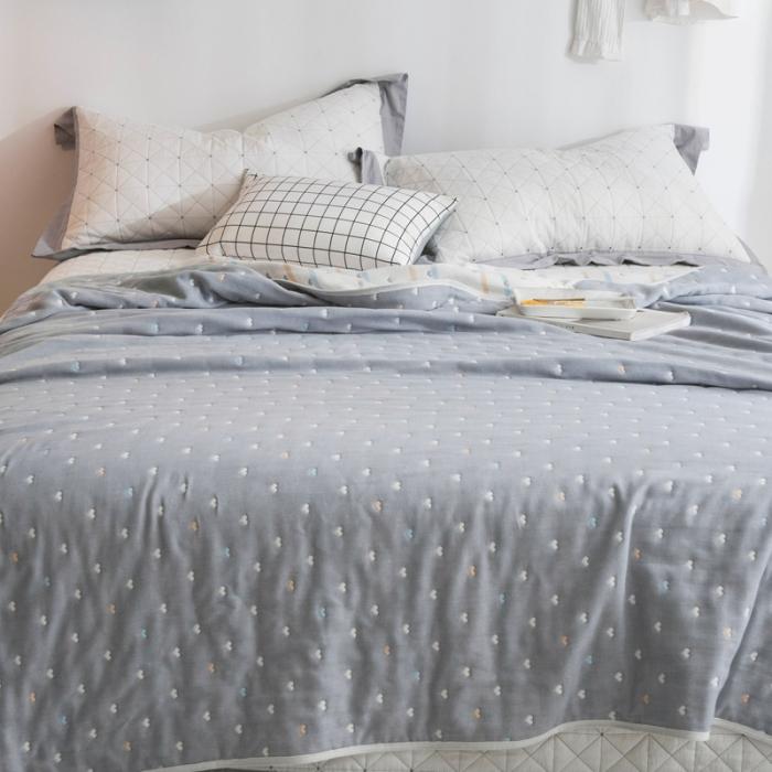 91家纺网 家纺一手货源 找家纺 朴尔家纺 六层全棉纱布毛巾被 缤纷爱心-灰