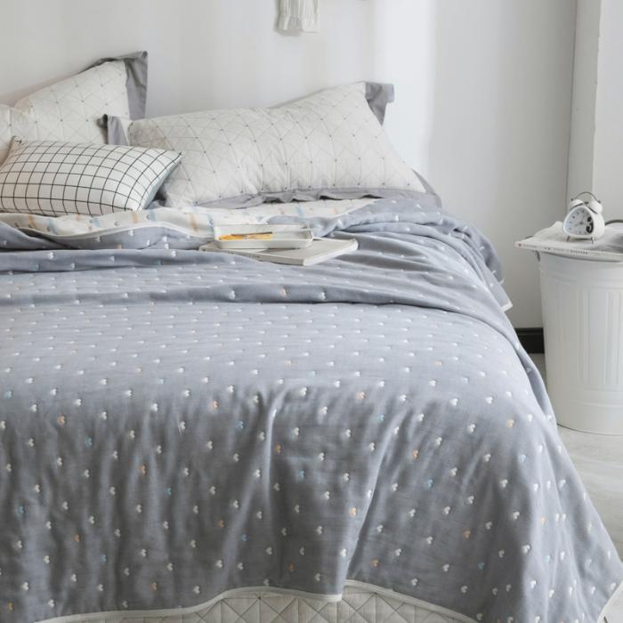 91家纺网 家纺一手货源 找家纺 朴尔家纺 六层全棉纱布毛巾被 缤纷爱心-灰