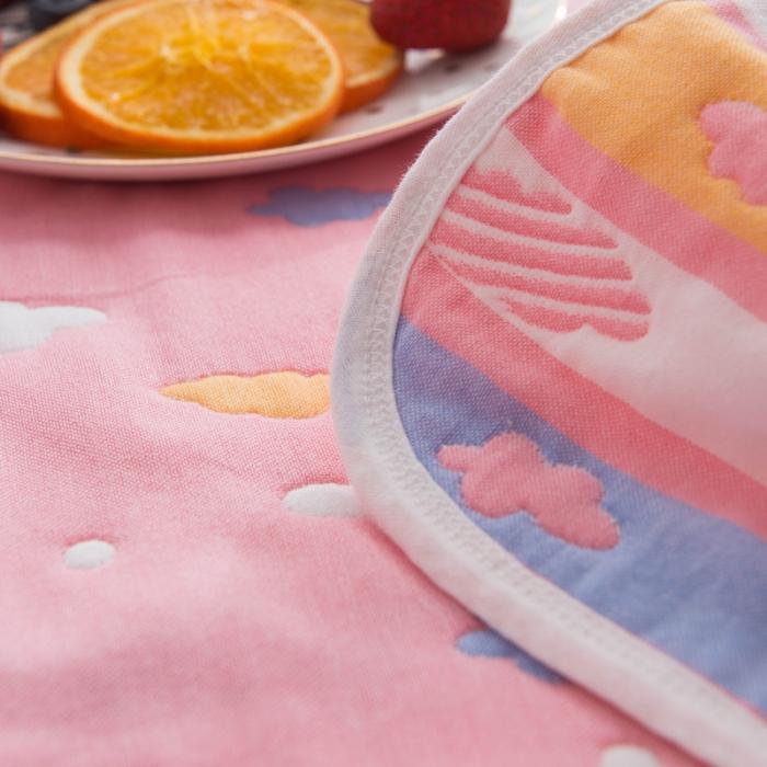 91家纺网 家纺一手货源 找家纺 朴尔家纺 六层全棉纱布毛巾被 彩云-粉