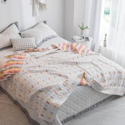 91家纺网 家纺一手货源 找家纺 朴尔家纺 六层全棉纱布毛巾被 木马