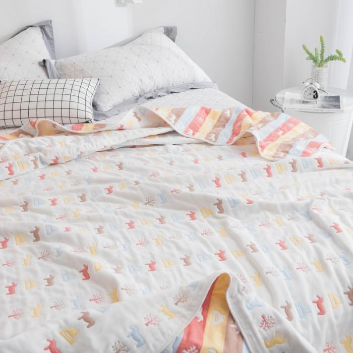 91家纺网 家纺一手货源 找家纺 朴尔家纺 六层全棉纱布毛巾被 木马