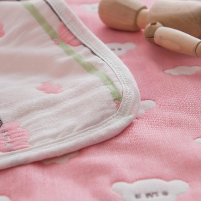 91家纺网 家纺一手货源 找家纺 朴尔家纺 六层全棉纱布毛巾被 日式彩云-粉