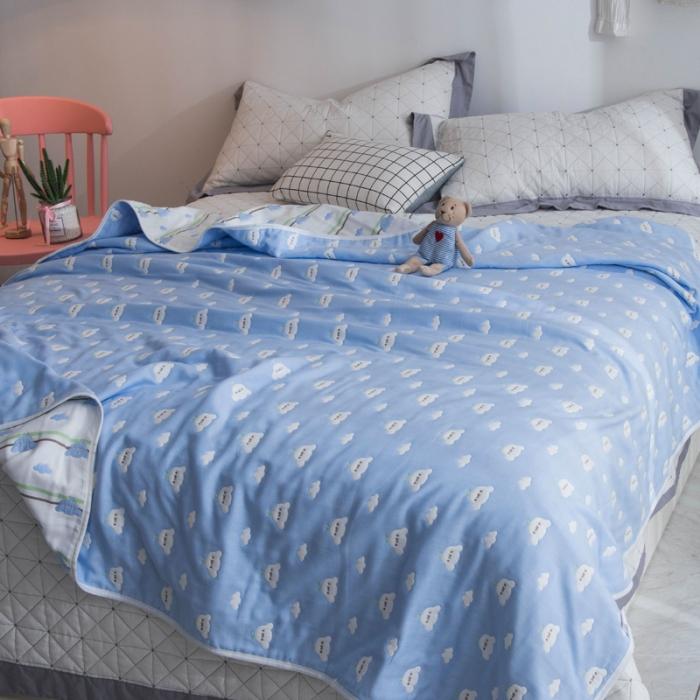 91家纺网 家纺一手货源 找家纺 朴尔家纺 六层全棉纱布毛巾被 日式彩云-兰