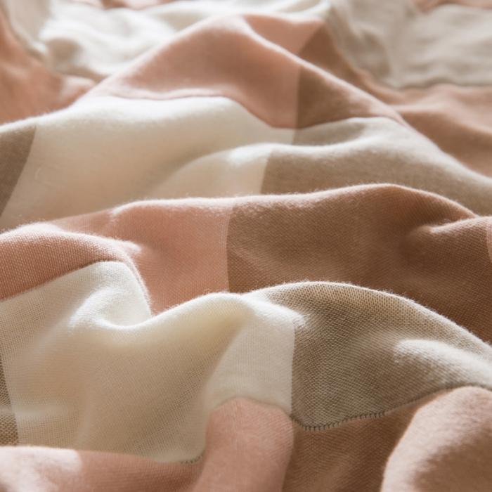 91家纺网 家纺一手货源 找家纺 朴尔家纺 六层全棉纱布毛巾被 日式大格-粉
