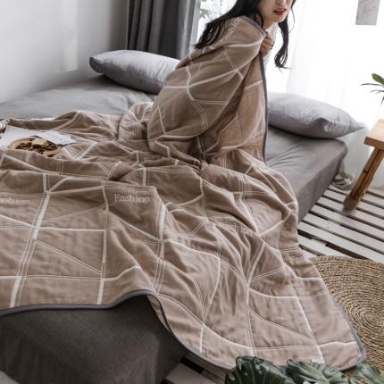朴尔 2019新款时尚六层纱布系列毛巾被 简约---驼
