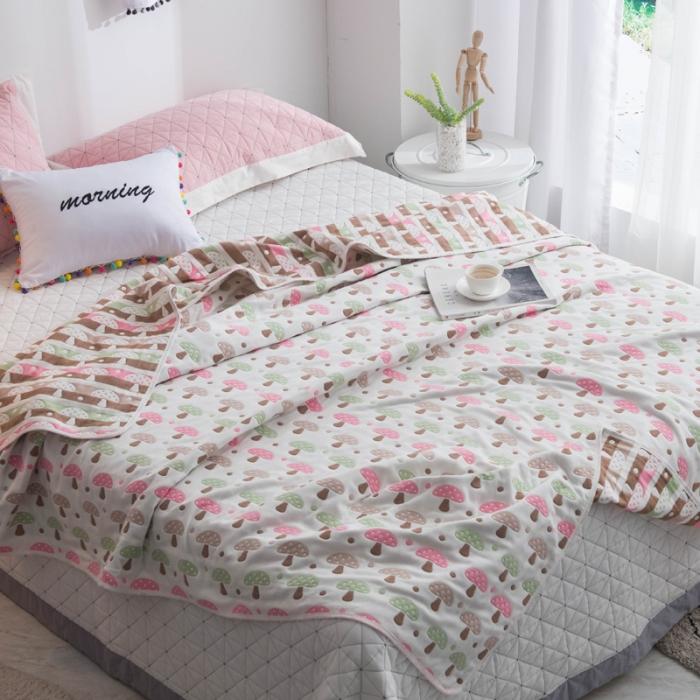 91家纺网 家纺一手货源 找家纺 朴尔家纺 六层全棉纱布毛巾被 日式蘑菇