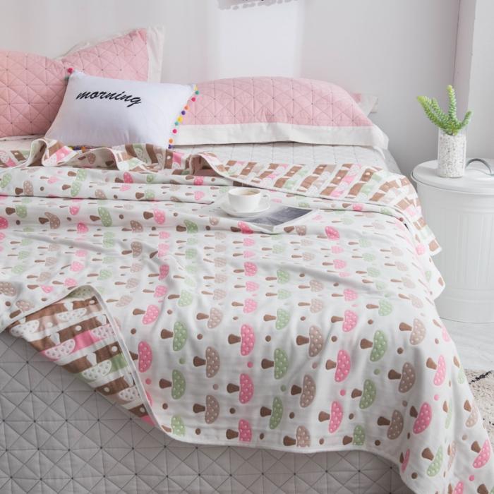 91家纺网 家纺一手货源 找家纺 朴尔家纺 六层全棉纱布毛巾被 日式蘑菇