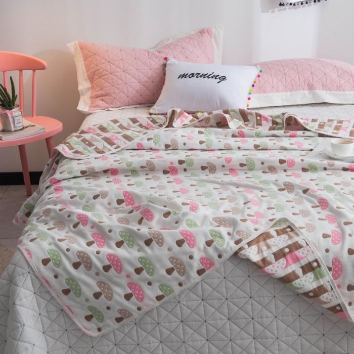 91家纺网 家纺一手货源 找家纺 朴尔家纺 六层全棉纱布毛巾被 日式蘑菇