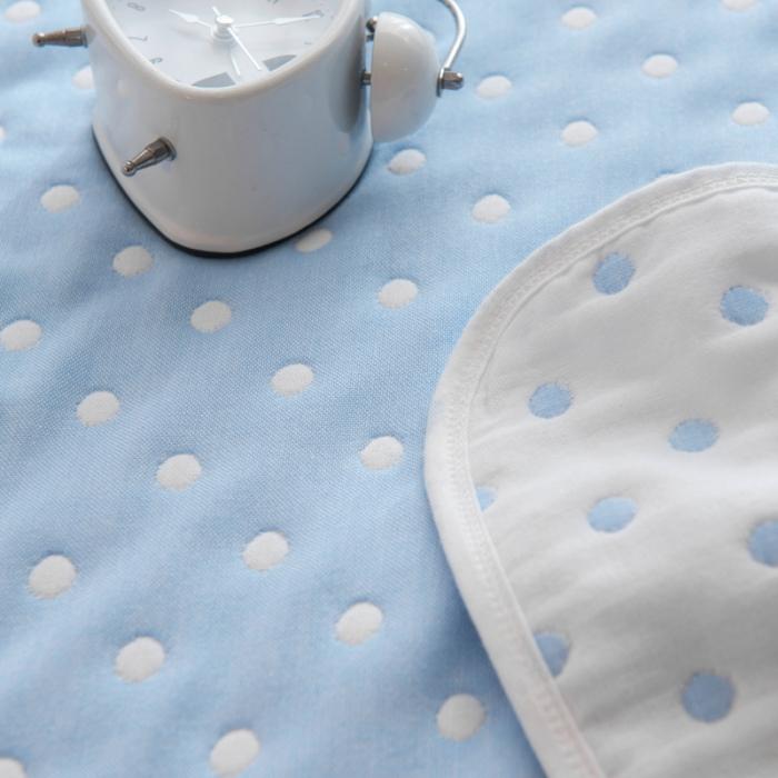 91家纺网 家纺一手货源 找家纺 朴尔家纺 六层全棉纱布毛巾被 小波点-兰