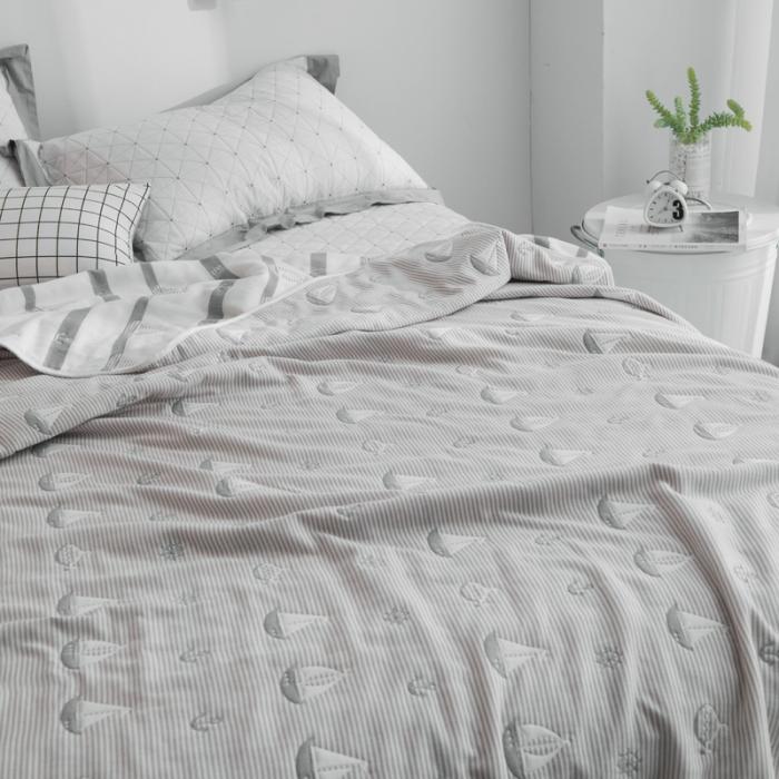 91家纺网 家纺一手货源 找家纺 朴尔家纺 六层全棉纱布毛巾被 小帆船