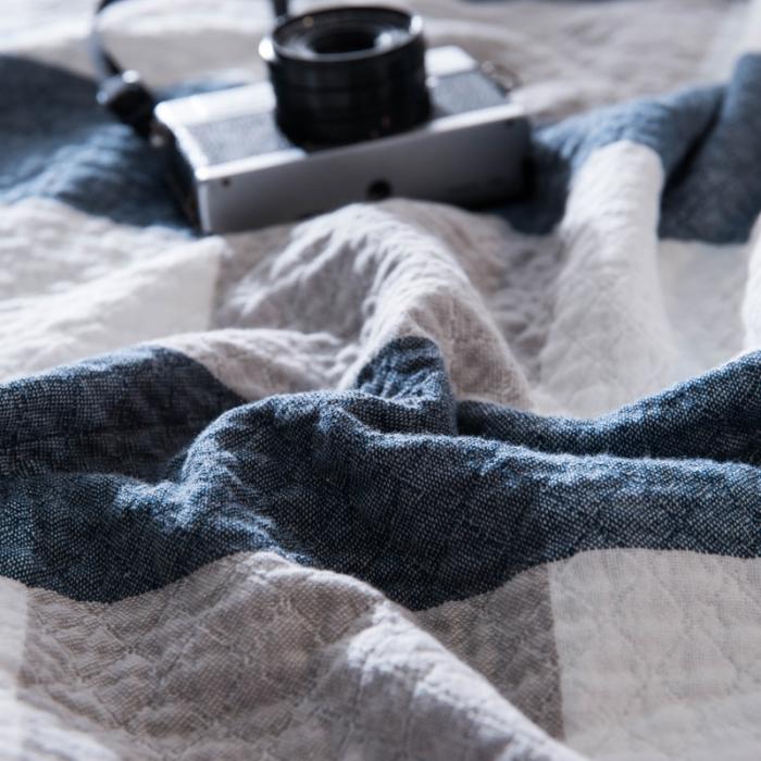 91家纺网 家纺一手货源 找家纺 朴尔家纺 2019新品水洗棉毛巾被 复古大格-兰