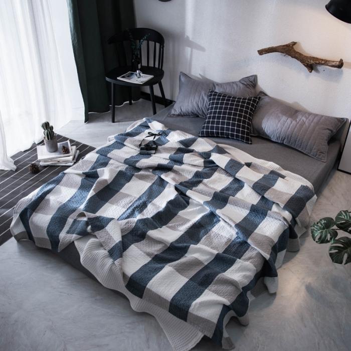 91家纺网 家纺一手货源 找家纺 朴尔家纺 2019新品水洗棉毛巾被 复古大格-兰