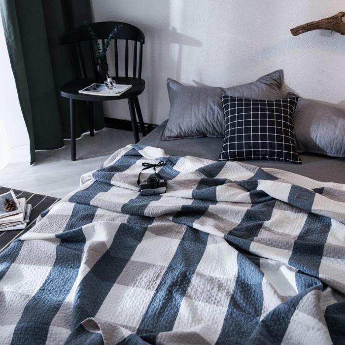 91家纺网 家纺一手货源 找家纺 朴尔家纺 2019新品水洗棉毛巾被 复古大格-兰