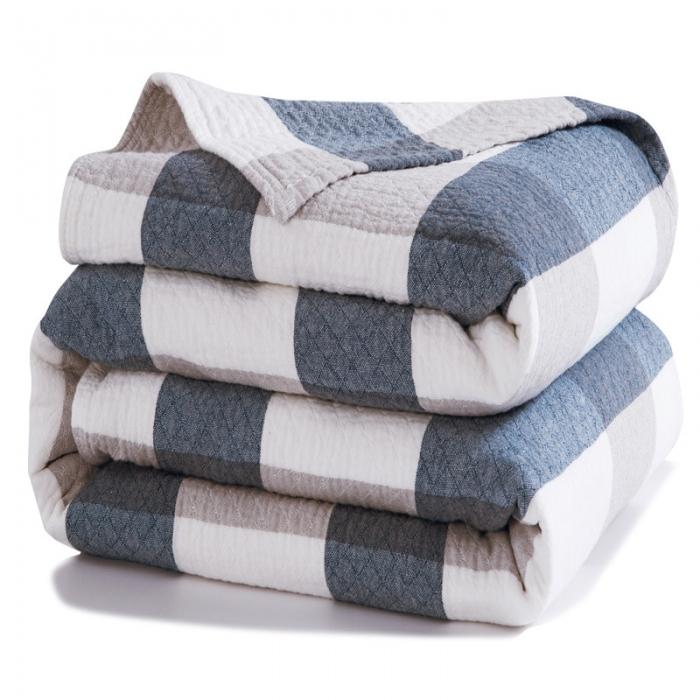 91家纺网 家纺一手货源 找家纺 朴尔家纺 2019新品水洗棉毛巾被 复古大格-兰