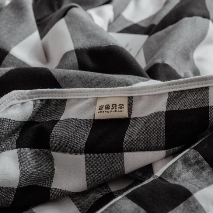 91家纺网 家纺一手货源 找家纺 朴尔家纺 夏季毛巾被纯棉毛毯被夏被毯子空调被 日式大格-黑