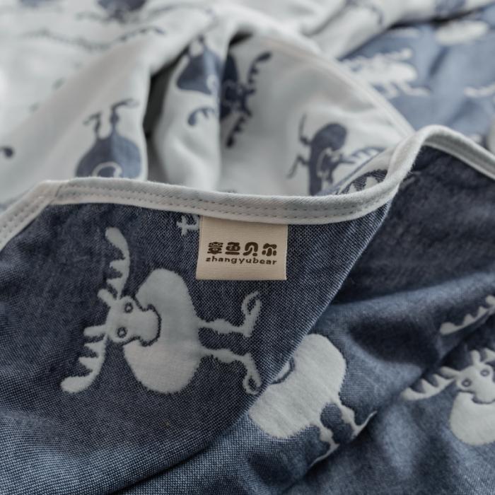 91家纺网 家纺一手货源 找家纺 朴尔家纺 夏季毛巾被纯棉毛毯被夏被毯子空调被 麋鹿蓝