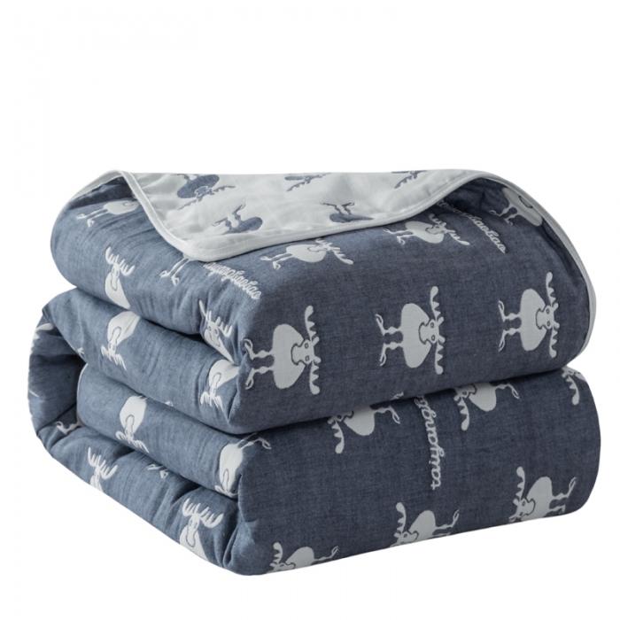 91家纺网 家纺一手货源 找家纺 朴尔家纺 夏季毛巾被纯棉毛毯被夏被毯子空调被 麋鹿蓝