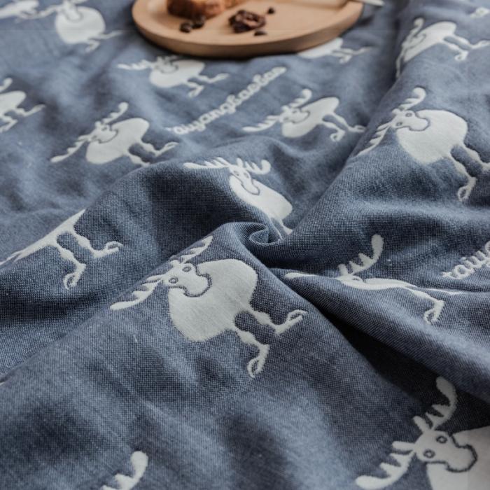 91家纺网 家纺一手货源 找家纺 朴尔家纺 夏季毛巾被纯棉毛毯被夏被毯子空调被 麋鹿蓝