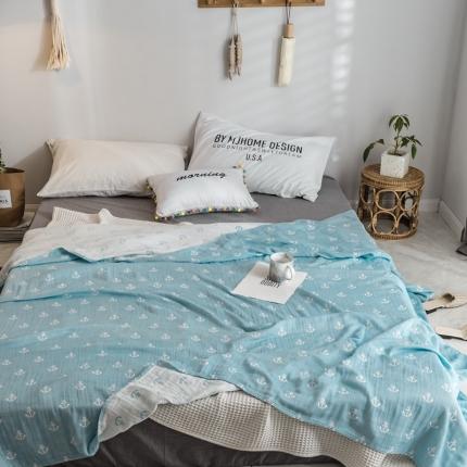 91家纺网 家纺一手货源 找家纺 朴尔家纺 水洗棉系列 清悠海风蓝