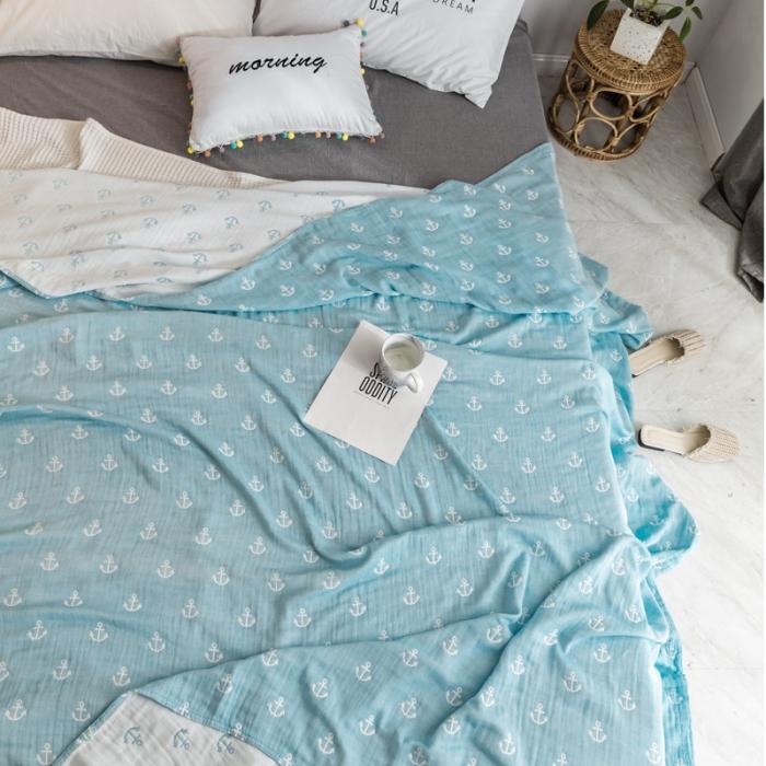 91家纺网 家纺一手货源 找家纺 朴尔家纺 水洗棉系列 清悠海风蓝