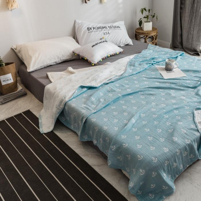 91家纺网 家纺一手货源 找家纺 朴尔家纺 水洗棉系列 清悠海风蓝