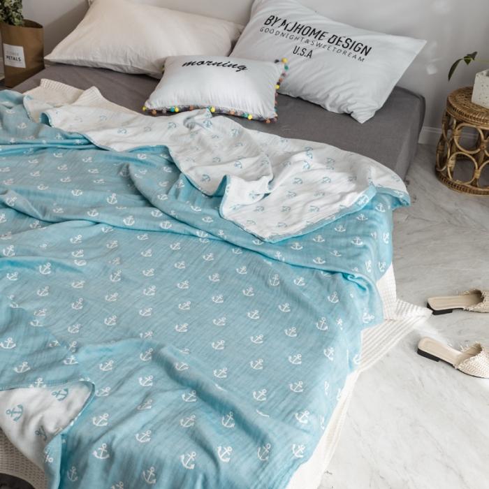 91家纺网 家纺一手货源 找家纺 朴尔家纺 水洗棉系列 清悠海风蓝