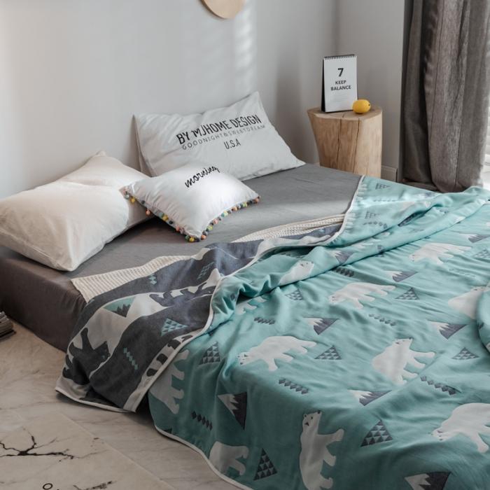 91家纺网 家纺一手货源 找家纺 朴尔家纺 夏季毛巾被纯棉毛毯被夏被毯子空调被 北极熊