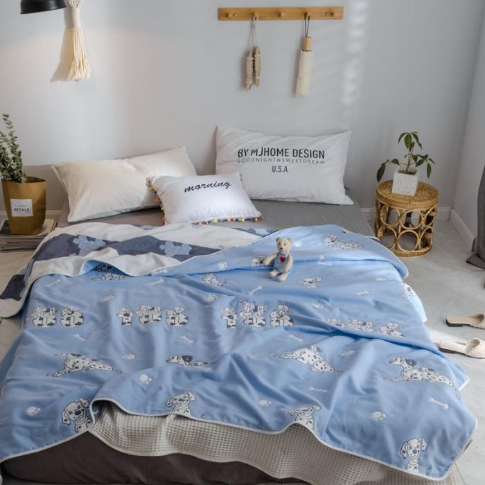 91家纺网 家纺一手货源 找家纺 朴尔家纺 夏季毛巾被纯棉毛毯被夏被毯子空调被 斑点狗