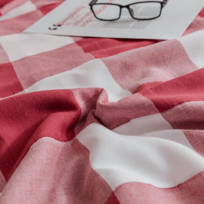 91家纺网 家纺一手货源 找家纺 朴尔家纺 夏季毛巾被纯棉毛毯被夏被毯子空调被 日式大格-红