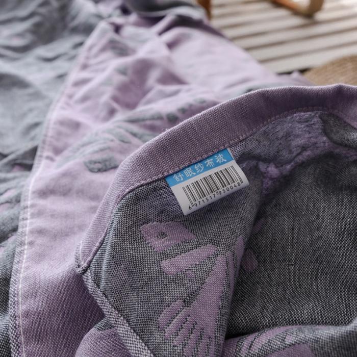 91家纺网 家纺一手货源 找家纺 朴尔家纺 2020年新款双层全棉纱布毛巾被 骏马紫