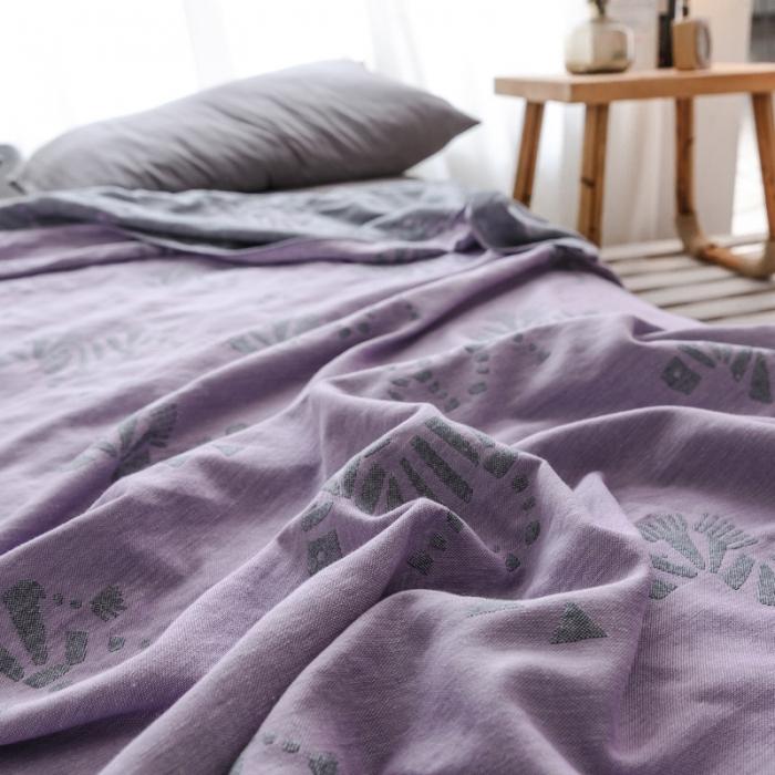 91家纺网 家纺一手货源 找家纺 朴尔家纺 2020年新款双层全棉纱布毛巾被 骏马紫