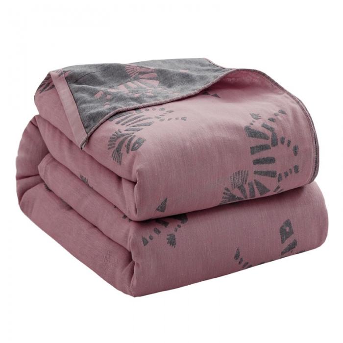 91家纺网 家纺一手货源 找家纺 朴尔家纺 2020年新款双层全棉纱布毛巾被 骏马-粉