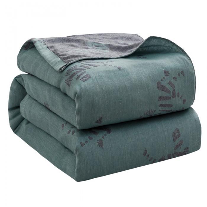 91家纺网 家纺一手货源 找家纺 朴尔家纺 2020年新款双层全棉纱布毛巾被 骏马-墨绿