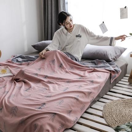 91家纺网 家纺一手货源 找家纺 朴尔家纺 2020年新款双层全棉纱布毛巾被 松柏粉