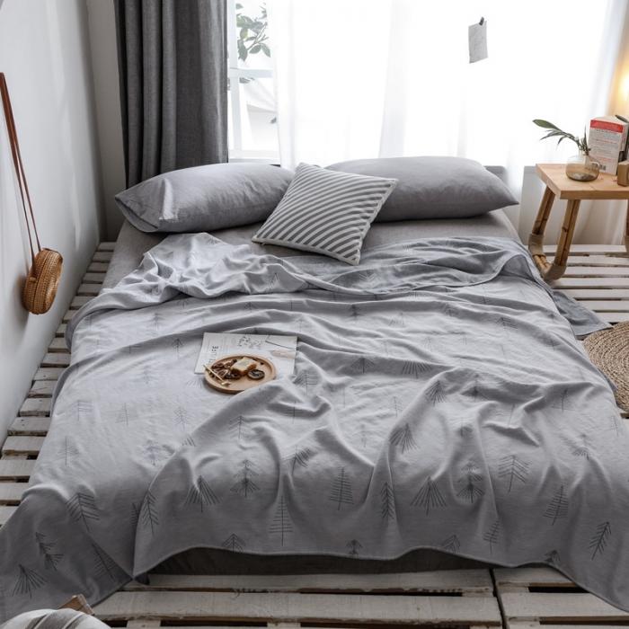 91家纺网 家纺一手货源 找家纺 朴尔家纺 2020年新款双层全棉纱布毛巾被 松柏灰