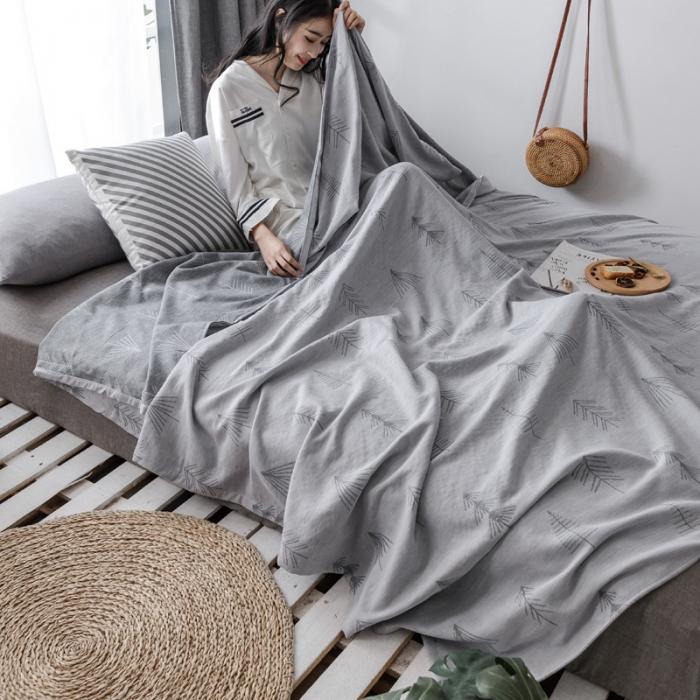 91家纺网 家纺一手货源 找家纺 朴尔家纺 2020年新款双层全棉纱布毛巾被 松柏灰