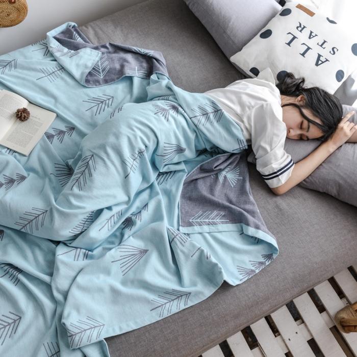 91家纺网 家纺一手货源 找家纺 朴尔家纺 2020年新款双层全棉纱布毛巾被 松柏绿