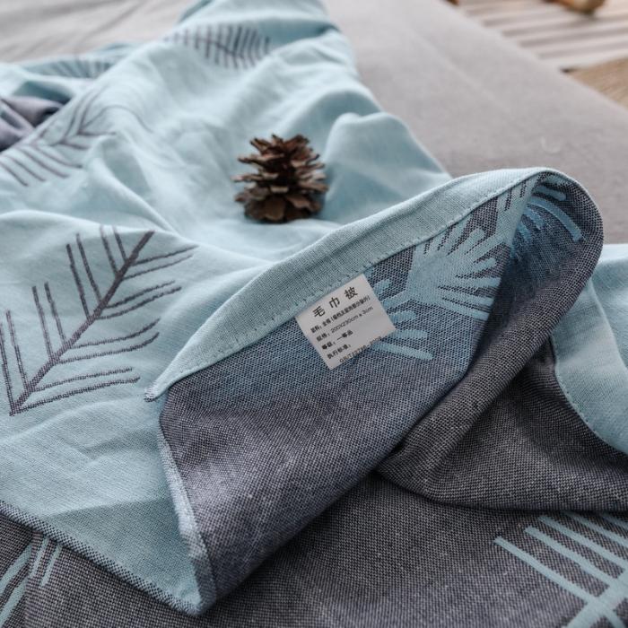 91家纺网 家纺一手货源 找家纺 朴尔家纺 2020年新款双层全棉纱布毛巾被 松柏绿