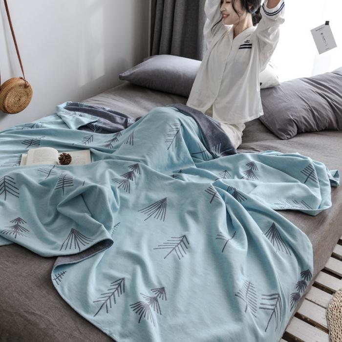 91家纺网 家纺一手货源 找家纺 朴尔家纺 2020年新款双层全棉纱布毛巾被 松柏绿