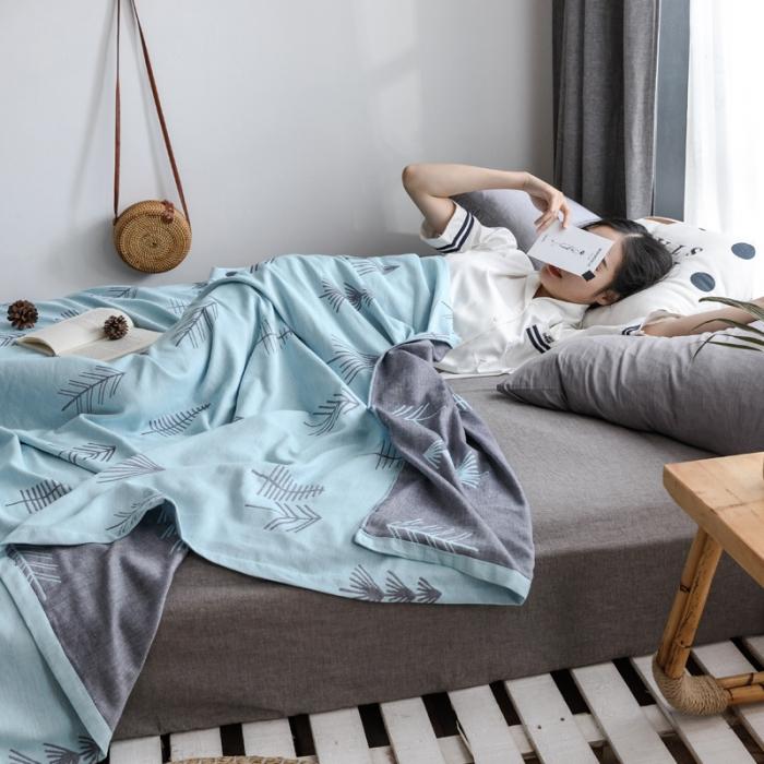 91家纺网 家纺一手货源 找家纺 朴尔家纺 2020年新款双层全棉纱布毛巾被 松柏绿