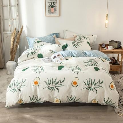 宝齐莱家纺 2020新款13372印花小清新四件套 牛油果