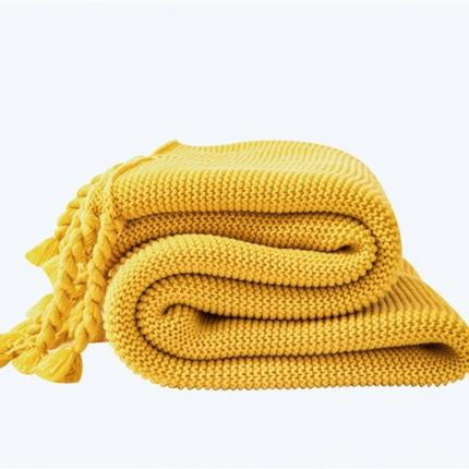 91家纺网 家纺一手货源 找家纺 暖绵绵家纺 新款海的女儿系列针织毯子线毯 姜黄色