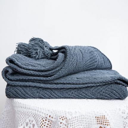 91家纺网 家纺一手货源 找家纺 暖绵绵芬妮系列毛毯针织毯子线毯 蓝色
