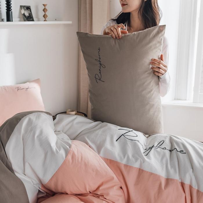 91家纺网 家纺一手货源 找家纺 蓝巢家纺 2020新款全棉加厚水洗棉早安四件套 早安浅粉