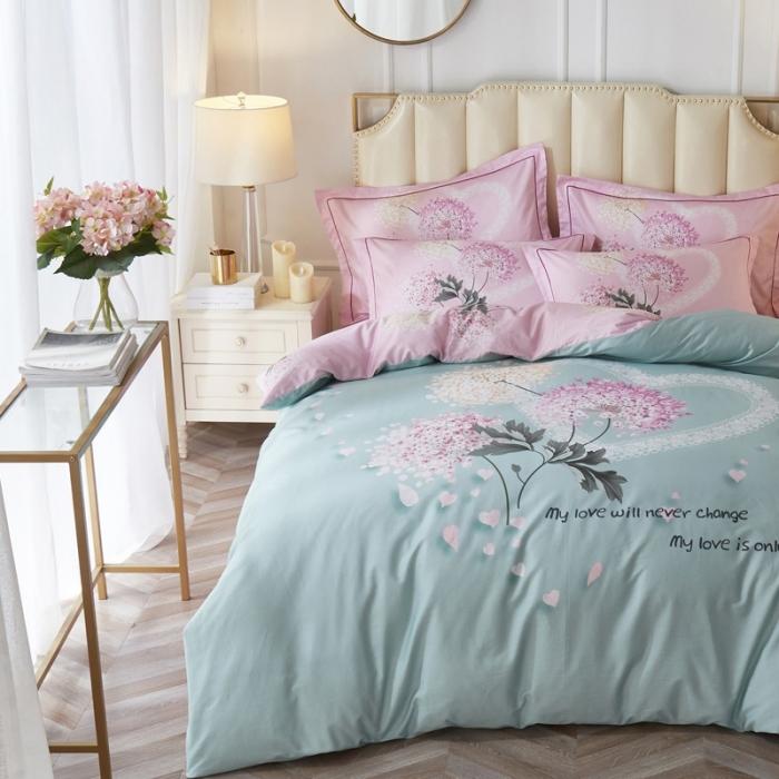 91家纺网 家纺一手货源 找家纺 雲归梦 2020新款13372全棉大版四件套 初恋-绿