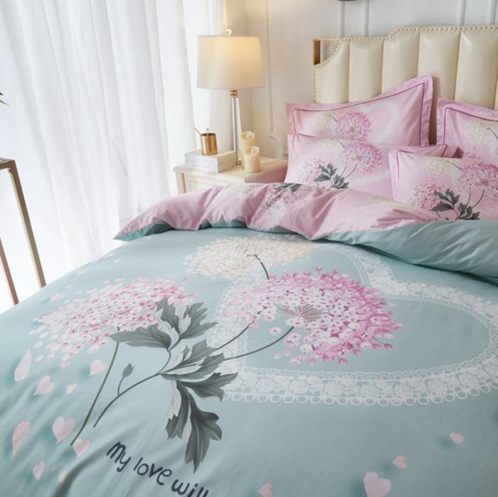 91家纺网 家纺一手货源 找家纺 雲归梦 2020新款13372全棉大版四件套 初恋-绿