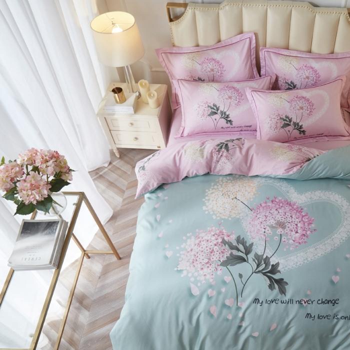 91家纺网 家纺一手货源 找家纺 雲归梦 2020新款13372全棉大版四件套 初恋-绿