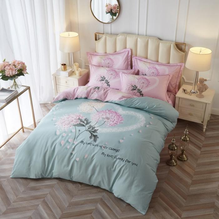 91家纺网 家纺一手货源 找家纺 雲归梦 2020新款13372全棉大版四件套 初恋-绿