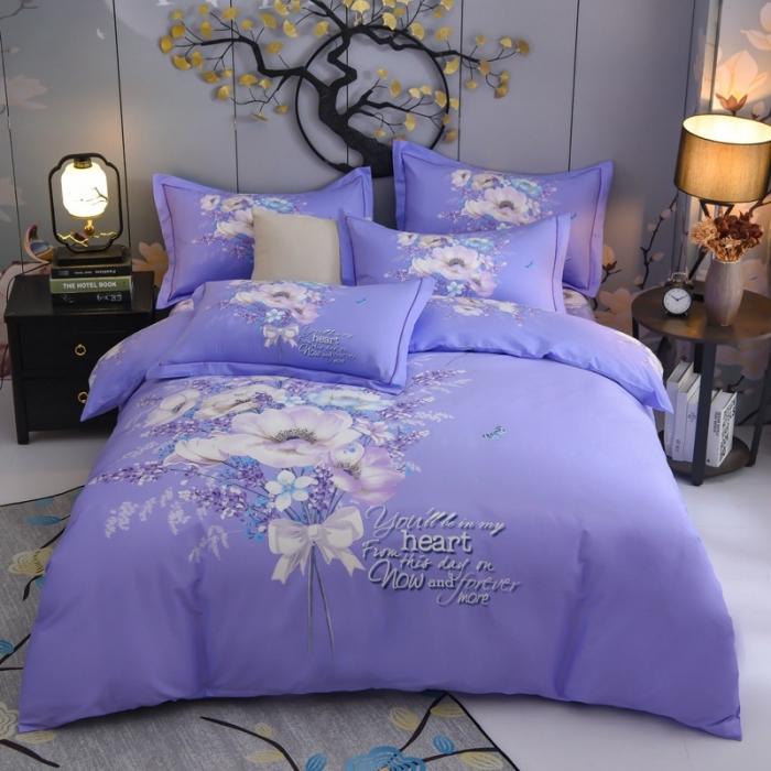 91家纺网 家纺一手货源 找家纺 雲归梦 2020新款13372全棉大版四件套 蝴蝶之夏-紫